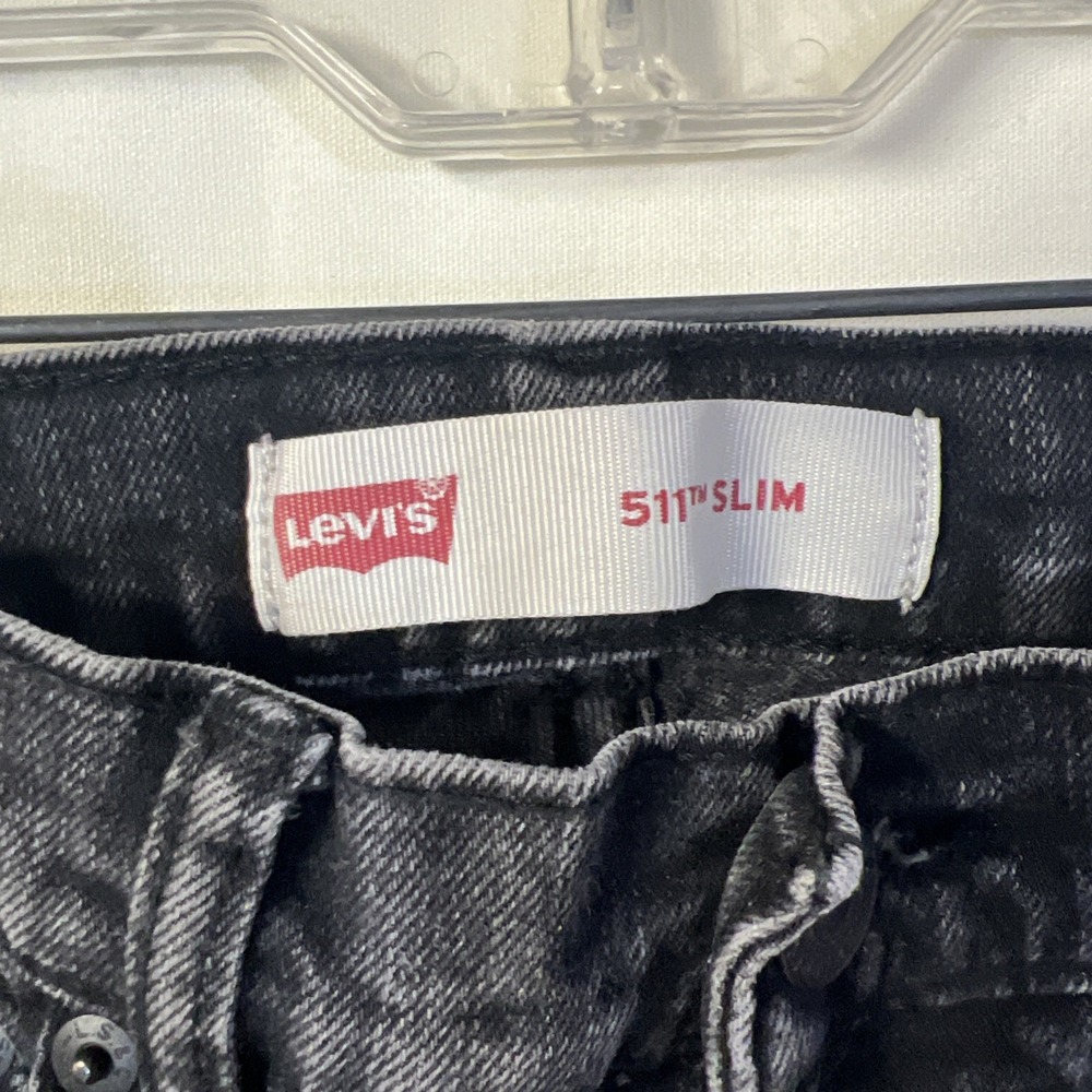 Levi's 511 Jeans Slim Fit Dark Wash Stretch Denim kids 28x28 (Actual) Black - Picture 3 of 8